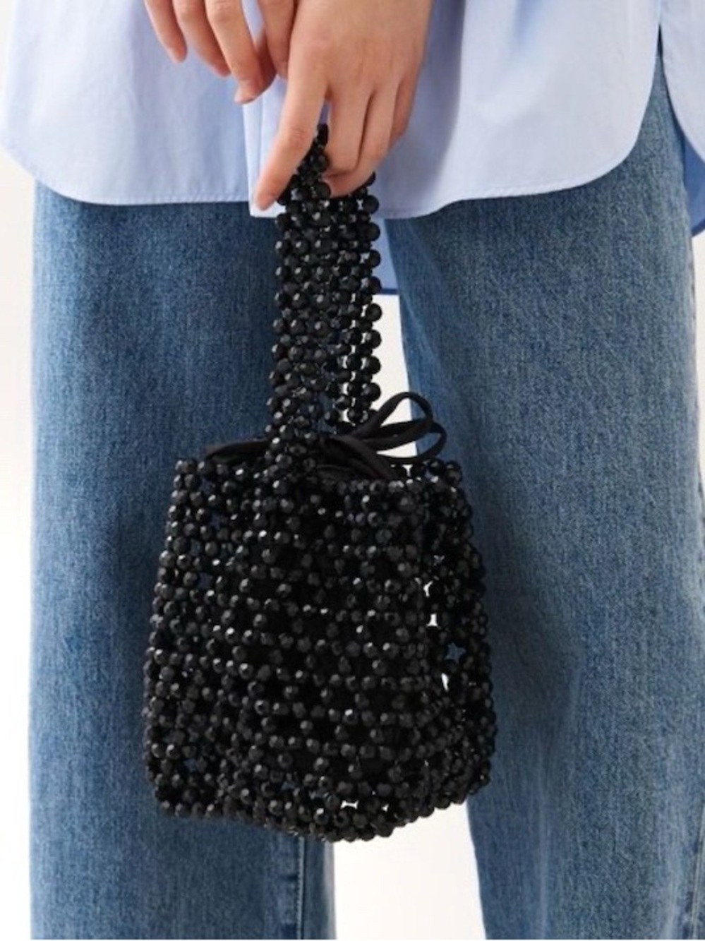 HVISK soft structure poke beads bag in black NEW